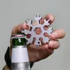Bicycle Repairing 18in1 Stainless Steel Snowflake Tool Hexagon Wrench 6 7 8 9 10 11 12 14mm Multifunctional Screwdriver Box Bottle Opener EDC Keychain Safety Hammer
