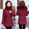 2023 new arrival autumn and winter women long cotton jacket hooded large fur collar cotton coat