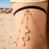 Elastik Yılan Uzun Bacak Zincirleri Halhal Yaratıcı Abartılı Kadın Altın Gümüş Bohem Çok Katmanlı Vücut Charm Moda Tasarımı Kadın Yaz Plaj Takı Aksesuarları