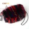 Evening Bags 100 Real Fur Hand Warmer Bag Winter Ladies Fluffy Cute Brand Chain Shoulder Fashion Luxury Handbag Women 231118