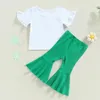 Completi di abbigliamento Mababy 6M-4Y Giorno di San Patrizio Nato Toddler Kid Vestiti per bambini Clover Letter Print T-shirt Pantaloni svasati Abiti Estate