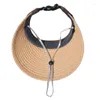 ワイドブリム帽子のデザイナープリーツヘアバンドスタイルの麦わら帽子13cmサマービーチキャップヘッド調整太陽の周りに汗をかく
