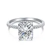 Radiant Cut Diamond Ring 100% Реал 925 серебряных серебряных обручальных колец для женщин для мужчин обручальные обещания ювелирные изделия