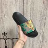 Gummi Herren Slides Slipper Designer Flip Flop für Damen Sandale Tiger Floral Brocade Flat Slipper Striped Bee Sandalen Summer Beach Slippers mit Staubbeutel