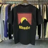 남자 티셔츠 2023SS Rhude T 셔츠 남자 여자 1 1 최고의 품질 대형 힙합 캐주얼 티셔츠