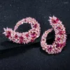 Hoop Earrings Golden Naiya Sparking Cubic Zirconia Silver Color Women Big Flower For Brides Wedding Jewelry Accessories CZ416