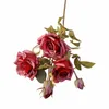 Fiori decorativi Ramo singolo 2 punte Autunno arricciato Rosa Fiore artificiale San Valentino Matrimonio Famiglia Pografia