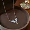 S3599 Fashion Jewelry Zircon Angel Wing Necklace For Women Light Luxury Elegant Choker Chain Necklaces