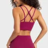 lu-34 Rib Cross Back Yoga Tanktops Sportbeha Fitness Running Workout Vest Gymkleding Damesondergoed met gewatteerde bh's