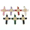 Hänge halsband 5st Jesus Mary Crystal Zircon Cross Necklace Gold Color Punk Men Female smycken charm religiös gåva