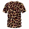Men's T Shirts OGKB Men's V-neck Leopard Print 3D Hip-hop Street Favorite T-Shirt