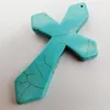 Anhänger Halsketten 84x55MM Blau Howlith Kreuz EDELSTEIN Lose Perlen Schmuck Für Frau Geschenk S267