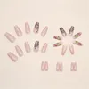 False Nails Fashion Colorful Butterfly Nail Tips With Designs French Coffin Manicure Middle Long Ballerina Fake Set Press On