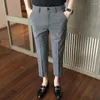 Men's Suits Pantalon De Vestir Para Hombres Spring Summer Ankle Length Striped Suit Pants For Men Clothing 2023 Business Formal Wear Sale