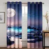 Curtain Lakeside Golden Sunset Starry Sky Scenery Shade Curtains 2 Panels Living Room Bedroom Home Decor