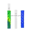 Smoking Pipes Camouflage Sile 90Mm Hollow Out Straight Pipe Portable Glass With Cigarette Holder Mixed Colors Drop Delivery Dhgarden Dhld4