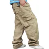 Calças masculinas Pontas de hip hop de perna larga Homem de algodão casual Harém Cargo Cargo Logo Baggy Streetwear Plus Size Joggers Men Clothing 230418