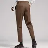 Trajes para hombre, pantalones de vestir de negocios italianos de alta calidad, traje Social de oficina para hombre, pantalón informal para novio de boda, pantalón para hombre marrón