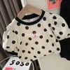 T-shirt 2023 Abbigliamento estivo per bambini Cute Wave Dot Piccola giacca fresca Coreano Squisito ricamo Orso Ragazza Baby T-shirt Abbigliamento per bambini P230419