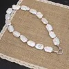 Łańcuchy Naturalny naszyjnik na świeżą wodę Pearl Square Płaski arkusz koraliki 15x20mm-15x25mm uroczy elegancki imprezowy prezent ślubny dla kobiet