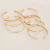 7pcs/set Trendy Geometric Heart Bracelet Set For Women Rhinestones Gold Color Love Heart Open Cuff Bangle Girls Jewelry