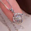 Solid Gold Natural Cluster Pendant Charm For Women 0.23Ct VS Diamond Bridal Wedding Necklace Jewelry