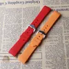 Titta på band Watchband Curved End Silicone Rubber Orange Röda vattentäta remmar Armband 18mm 19mm 20mm 21mm 22mm 24mm Tillbehör