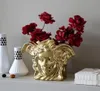 Vases European style light luxury electroplating golden brushed ceramic metal gold vase modern dining table home decoration weddin4798594