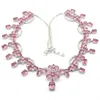 Chains 40x38mm Dazzing Big Heavy 50g Pink Morganite London Blue Topaz CZ Ladies Wedding Silver Necklace 18-18.5inch