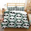 Постилочные наборы мультипликационные панда -кровать наборе с двойным размером Симпатичная 3PCS Cover Cover для девочек мальчики для детей подростко