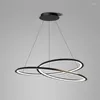 Kronleuchter Nordic LED Schwarz Ring Aluminium Künstlerisch Für Wohnzimmer Moderne Minimalistischen Schlafzimmer Pendent Licht Wohnkultur Lampe