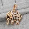 Hänghalsband trendig elefant guld koppar pläterad vattendropp grön rosa zirkonium för kvinnor mode smycken tillbehör parti bröllop gif