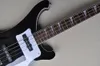 4 Strings Glossy Black Electric Bass Guitar with Rosewood Fingerboard 2 Pickups Can be Customized