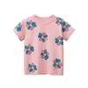 Camisetas 2-8t Cotton Flower Girls Kid Tshirt Costa de verão Roupas de verão curta Top infantil camiseta floral