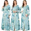 Roupas étnicas mulheres islâmicas muçulmanas abaya impressão maxi vestido maxi dubai kaftan jilbab ramadan