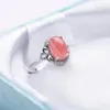 Klusterringar 925 Sterling Silver Fashion Jewelry Party Wedding Woman Lady äkta röd naturlig Rhodochrosite Ring