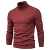 Herrtröjor Solid Color Sweater Pullover Half Turtleneck Autumn Winter Men Casual Fashion Knit Högkvalitativ lyxkläder 231118