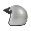 Capacetes de motocicleta DOT aprovado Retro Capacete Casco 3/4 Open Face Cafe Racer Capacete CE Ce Shine Silver