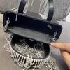 Evening Bags Shiny Rhinestone Bag Luxury Designer Handbags 2023 Women Crystal Tassel Purse Lady Black Mini Tote Chain Strap