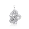 Wolf Tide Sieraden Chinese stijl True Dragon Pendant ketting Volledige kubieke zirkonia Dier Iced Out Echte Goud geëlektroplateerd gepersonaliseerde hiphop kettingen Colar Gift