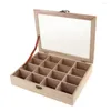 Pochettes à bijoux caisse en bois non peinte boîte de rangement bibelots organisateur bricolage à la main 16 compartiments