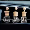 Auto -parfumflessen leeg met clip houten stick essentiële oliën diffusers airconditioner ventilatie ventilatie luchtverfrisser glazen fles auto's decoraties fy3456