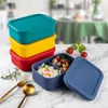 Dinnerware Sets Silicone Storage Container Reusable Airtight Containers With Lids 3 Grids Box For Freezer Snack