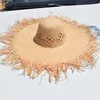 Breda brim hattar kvinnor sommar naturlig raffia hatt flicka mode band diskett skuggning panama sol semester rese strand halm