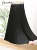 Spódnice Jitimoky długie plisowane spódnice dla kobiet wiosna jesień elastyczny zespół mody elegancki biuro luksusowa spódnica midi 230419