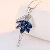 Chaînes Doux Ballet Fille Cristal Collier Pendentifs Pour Femmes Mode Bleu Déclaration Long Chandail Chaîne Collier Femme Bijoux