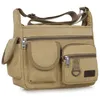 Backpack Men Canvas Shoulder Bag Travel Handbags Multifunction Messenger Bags Solid Zipper Top-handle Pack Casual Crossbody