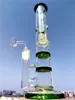 Lila Röhrchen Bong Doppelwähmungswäsche Percs One Matrix Glas Bong Recycler Dab Rig Rauchen Sie Shisha mit Eishalter 14mm Gelenkbangerglas Wasser Bongs