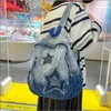 Школьные сумки Y2K Корейский повседневный джинсовый рюкзак Модный звездный узор Большой емкости Студенческий школьный рюкзак Подростки Винтаж Панк Дорожная сумка для книг 231118