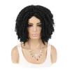 yielding Women's dirty braided wig head cover black barrel curly small curly wig fluffy curly short hair cover